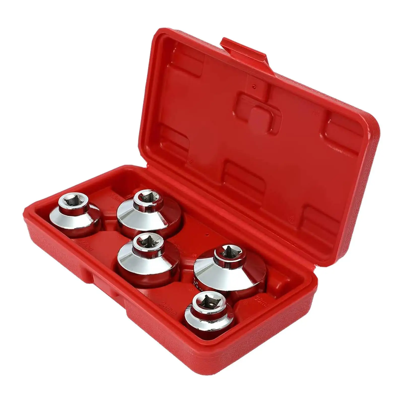 

5x Universal Oil Filter Caps Wrench Socket Set 24mm 27mm 32mm 36mm 38mm with A Storage Case Removal Tool for Hyundai for Nissan