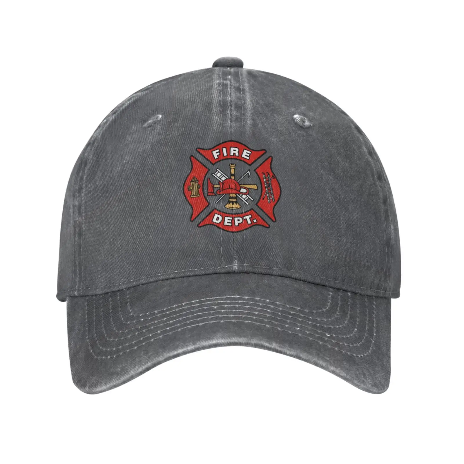 Gorra vaquera con logotipo del Departamento de Bomberos, gorro de béisbol tejido de calidad