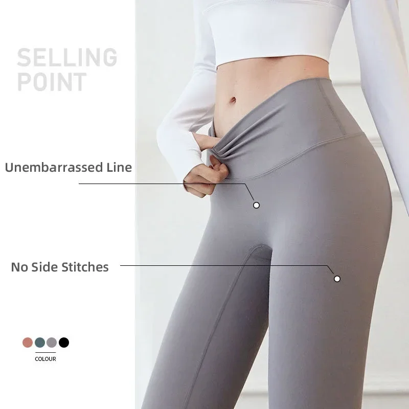 Pantaloni da yoga da palestra elastici a vita alta da donna Collant da allenamento con sensazione nuda senza cuciture Pantaloni da corsa da ciclismo Leggings da palestra per ragazza