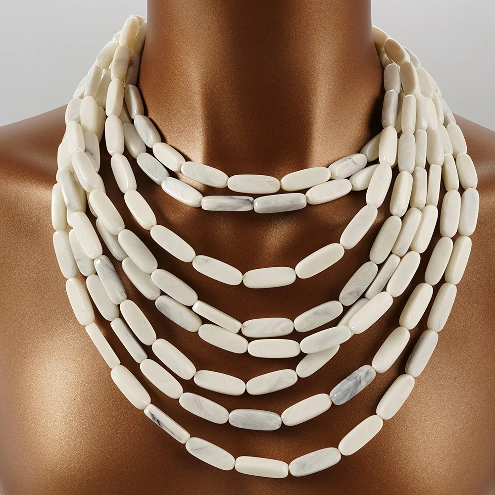 

Women's Vintage Bohemian Handmade Beadwork Beach Accessories Adorned With Multi-layered Colored Heavy-duty Necklaces