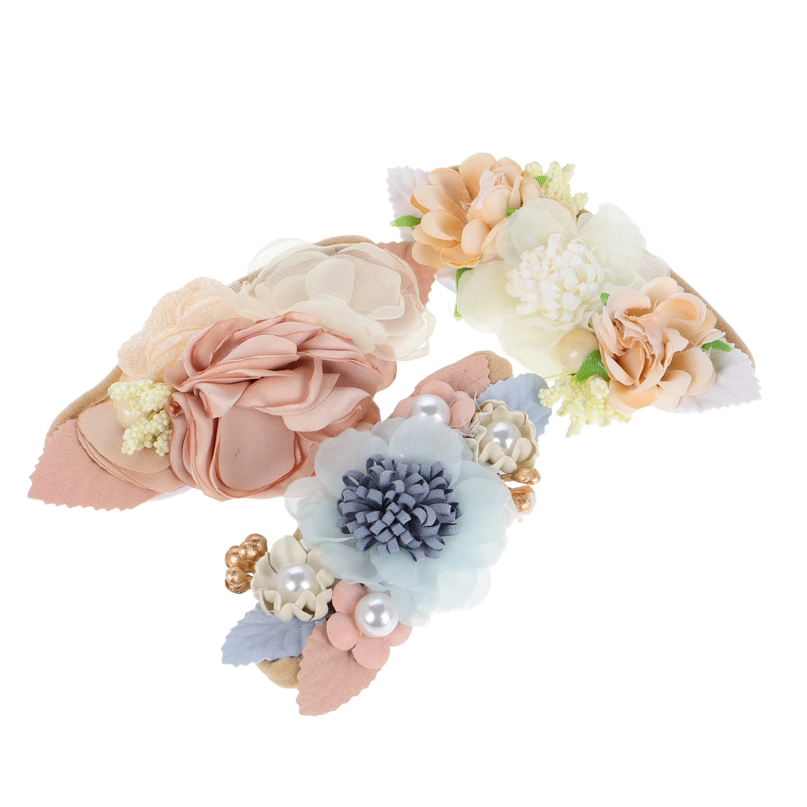 

3Pcs Floral Headband Artificial Flower Hairband Photo Hair Accessory Birthday Hair Decor Headband