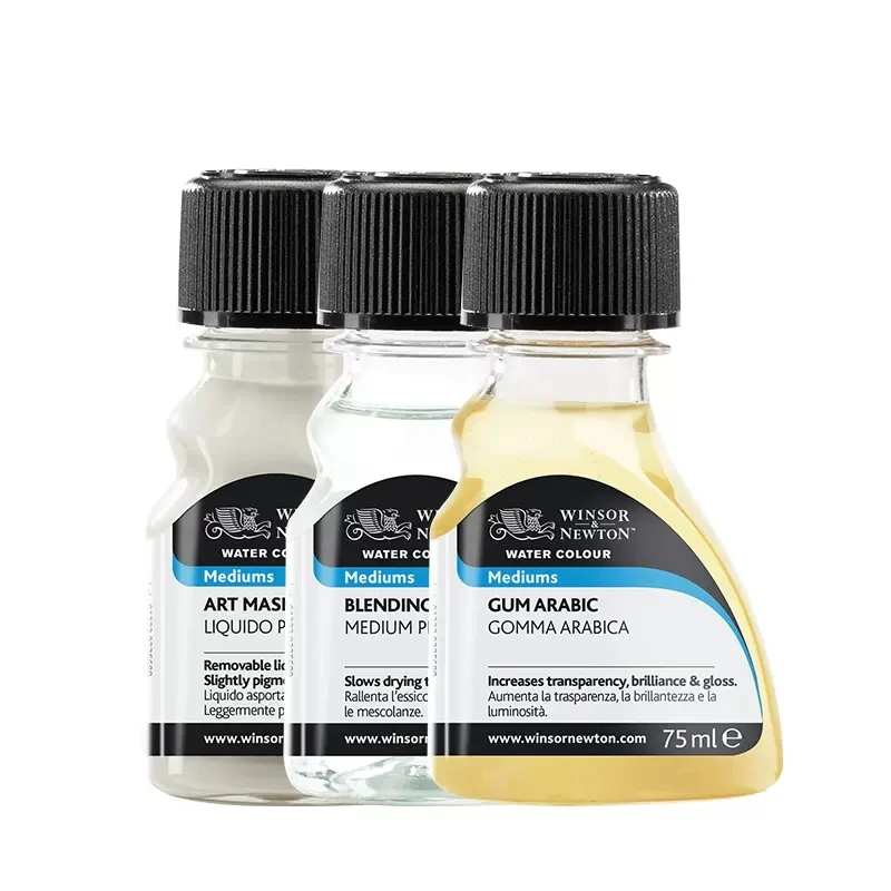 Botella de pintura de acuarela Winsor Newton, líquido de enmascaramiento artístico de 75mL, de goma árabe, líquido Ox Gall, mezcla, iridiscente,