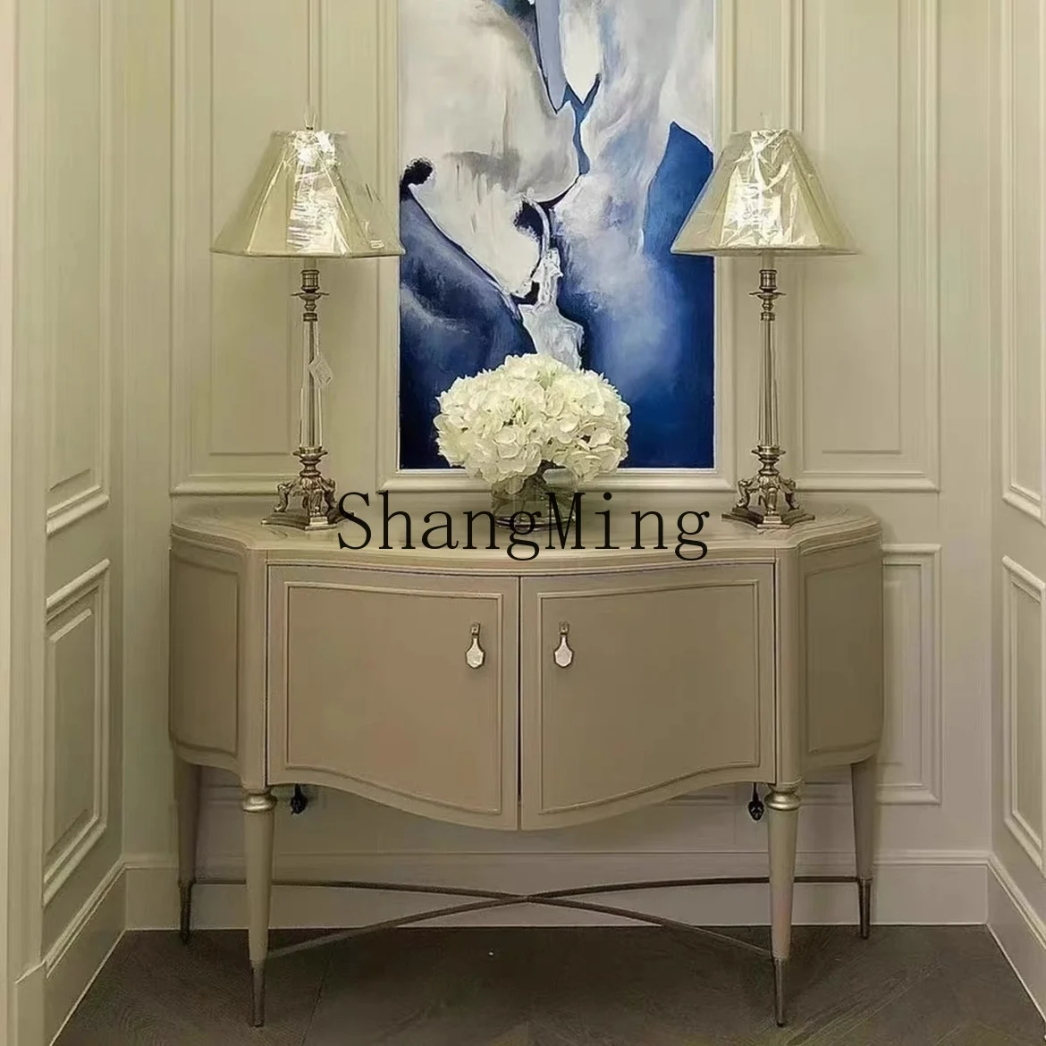 

CL solid wood porch cabinet retro living room foyer simple modern wall-to-wall locker