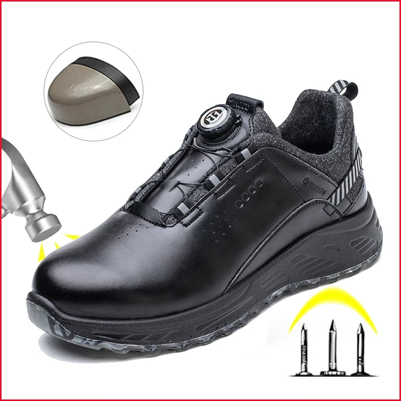

Men's Safety Shoes 2025 Puncture Proof Work Boots Steel Toe Boots Indestructible Sneakers Leather Waterproof Shoes For Man