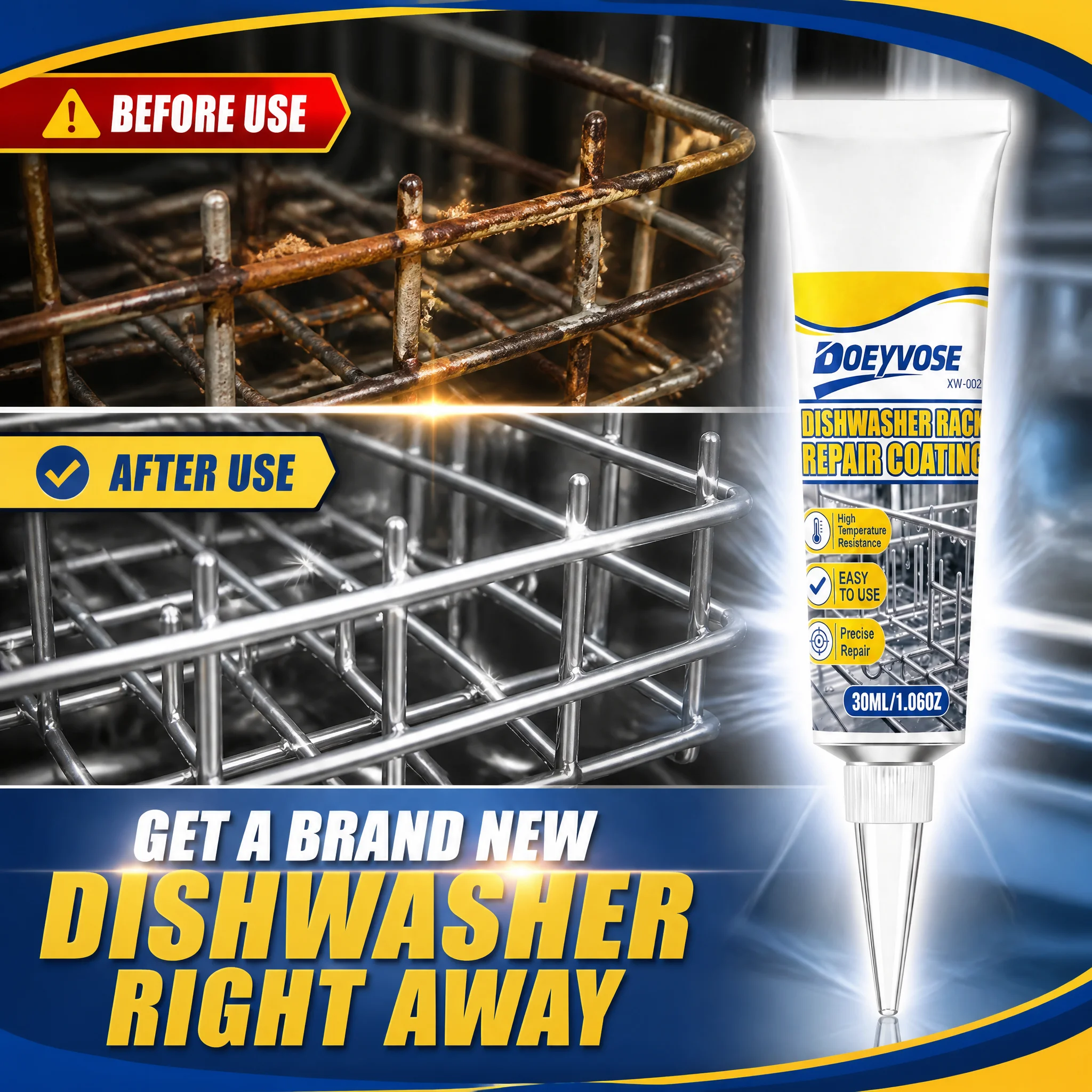 Anti-rust grey repair finish for kitchen drainer