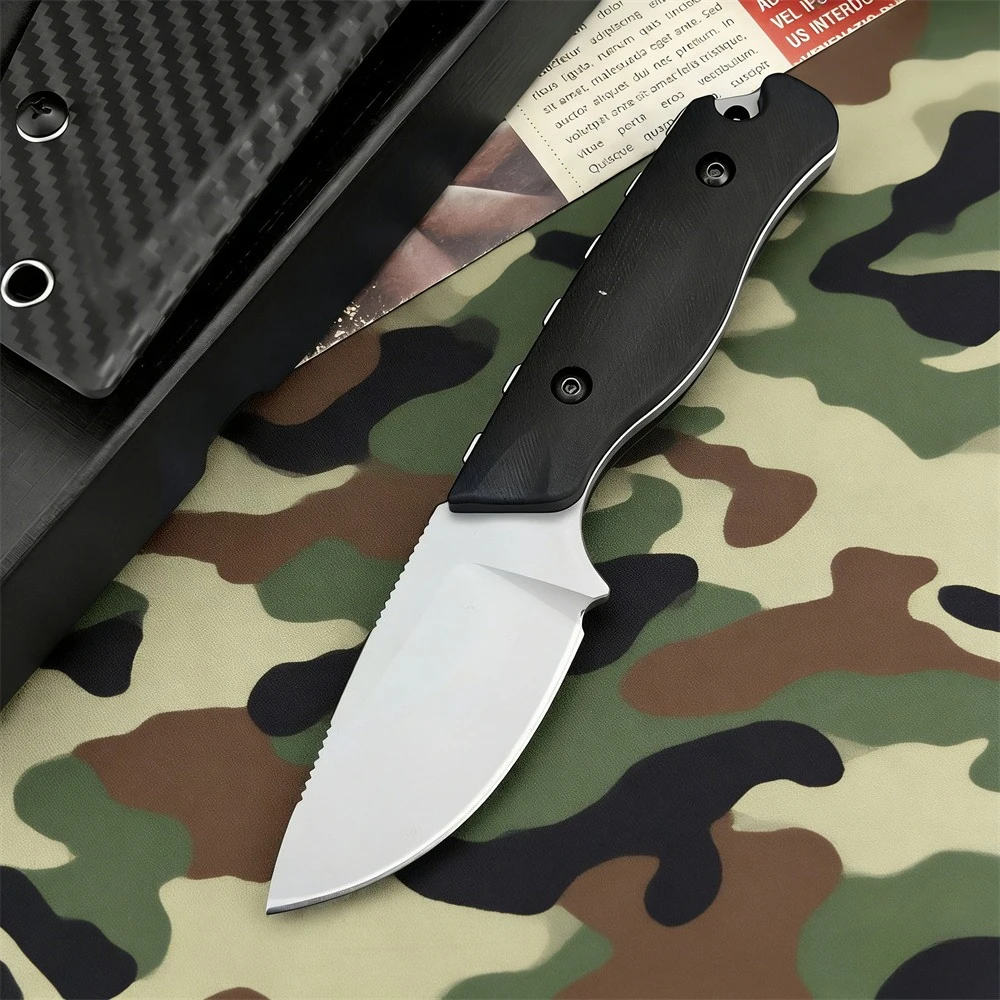 

Черный мини-прямой нож 15017 с ножнами, высококачественная нескользящая ручка G10, ножи для кемпинга, выживания, пешего туризма, барбекю EDC