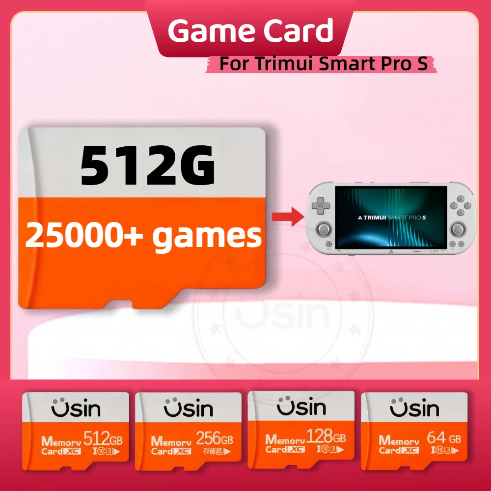 SD Game Card For Trimui Smart Pro S Best for Retro Games PSP PS1 Roms portable Handheld Console Memory SD 512G 256G