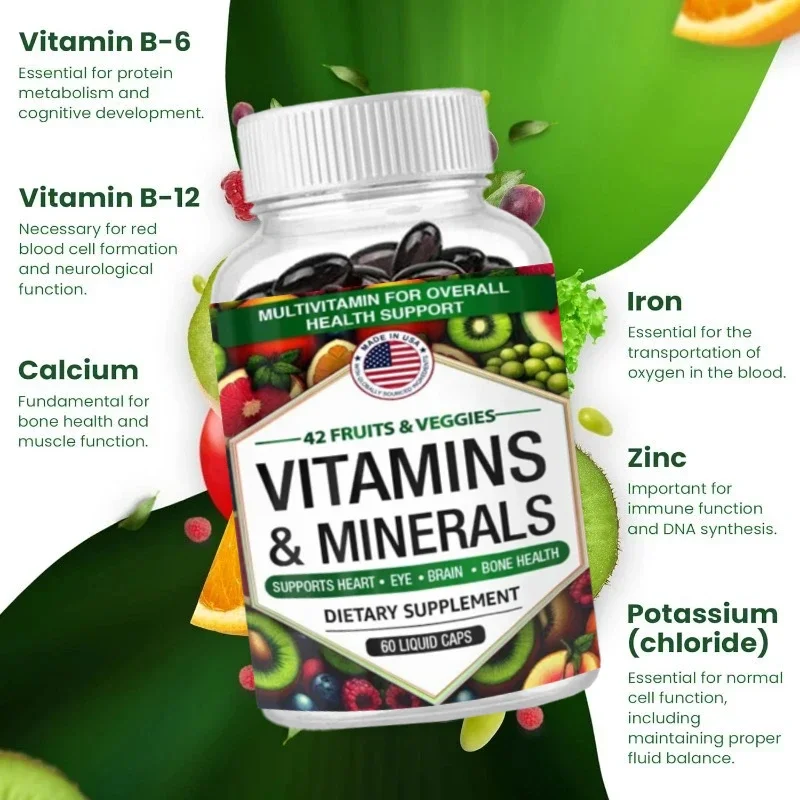 

Мультивитаминные/минеральные капсулы, содержащие цинк и фрукты и овощи премиум-класса 42, для поддержки иммунитета и антиоксиданта.