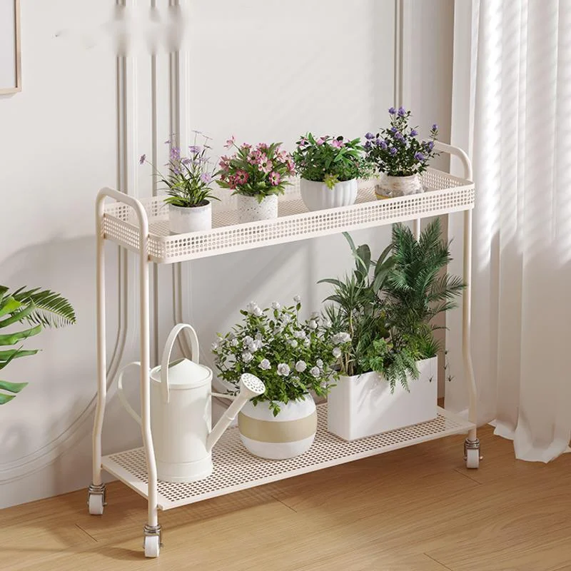 Mobile Iron Art Shelf for Flowers Multi-Layer Flowerpot Stand Web Celebrity Ins Style Ideal Living Room Floor Storage for Plant