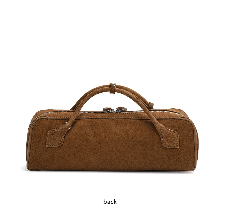 Aidanni Vintage Wildleder-Handtasche mit großem Fassungsvermögen, Neuheit 2026, Matte Rindsleder-Damentasche, Stilvolle Wurstform – Detail 13