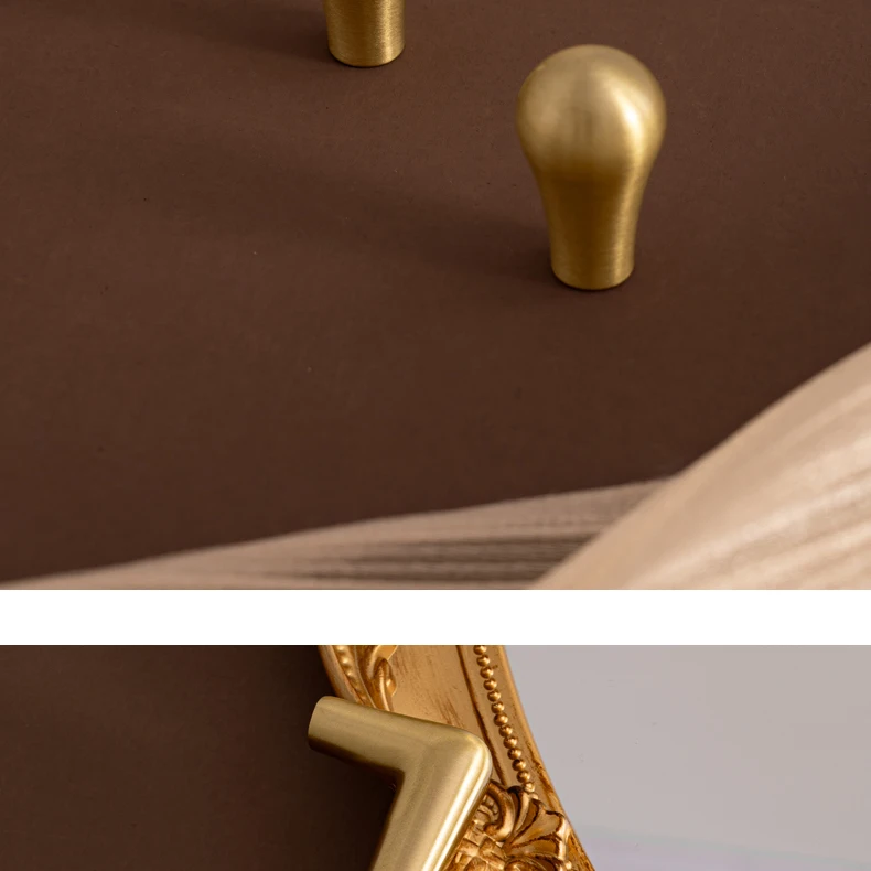 Small teardrop brass knob standing upright