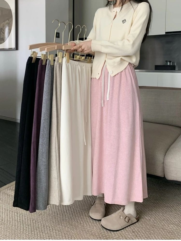 

Юбка-миди А-силуэта с завышенной талией, стройнящая, женская, весна 2024, модная, корейская версия, для офиса и повседневной носки