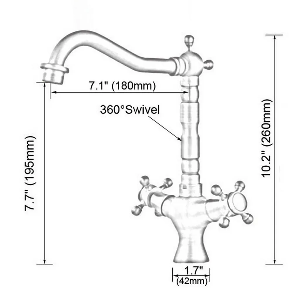 Basin Faucets Black Brass Bathroom Sink Faucet 360 Degree Swivel Spout Double Cross Handle Bath kitchen Mixer Taps Nnf361