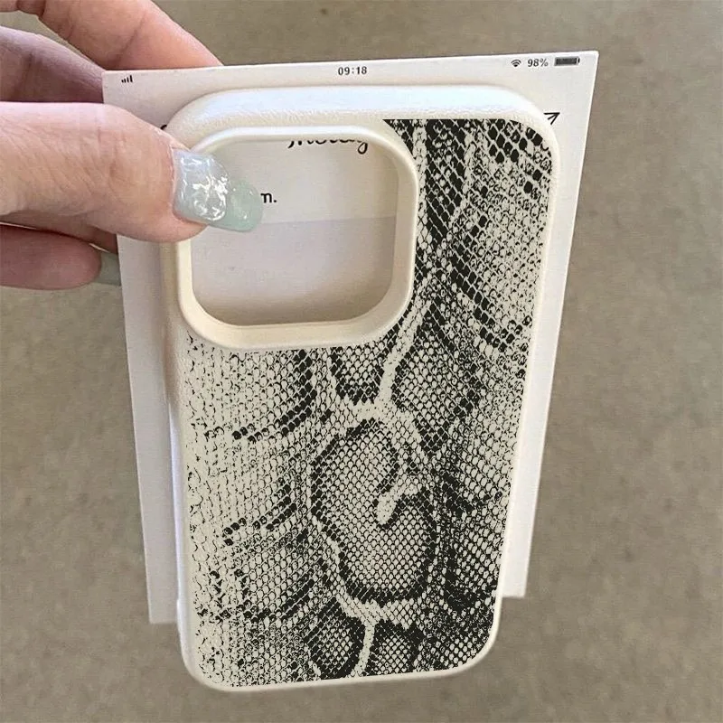 Schlangenhaut-Muster Silikon-Handyhülle für iPhone 11 12 13 14 15 16 17 Pro Max 14 15 Plus 17 Air Stoßfeste Weiche Schutzhülle