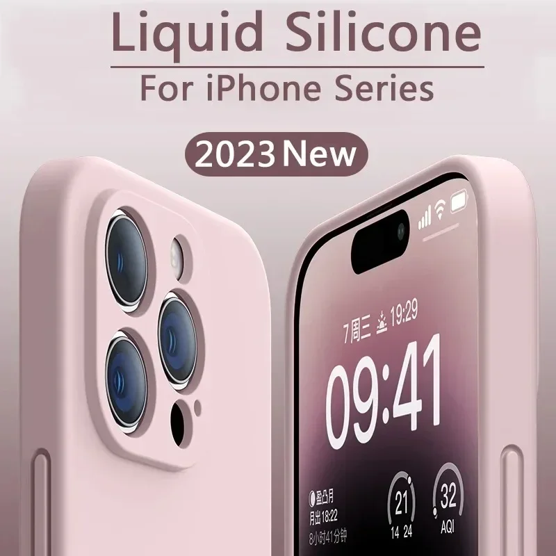 New Original Liquid Silicone Phone Case For iPhone 15 Pro Max iPhone 14 13 11 12 Pro XS Max X XR 7 8 Plus Shockproof Soft Cover