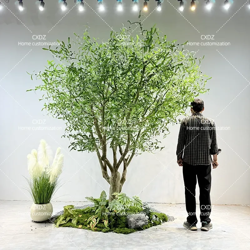 Large Simulated Olive Tree Artificial Bionic Green Plant Nordic Style Landscape Decoration for Living Room Hotel Window