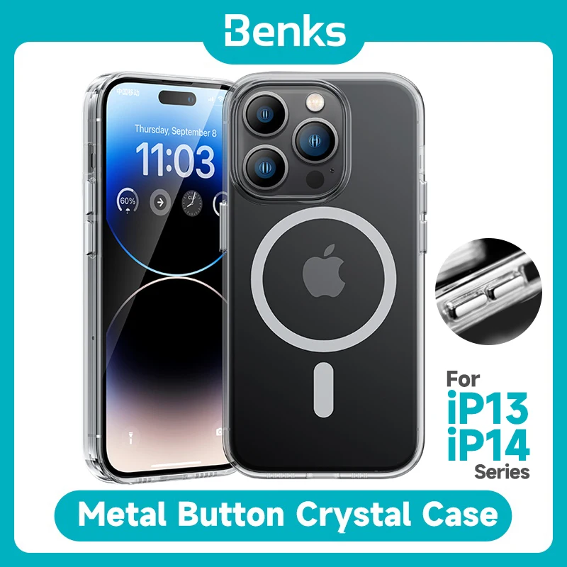 Benks Transparent Magnetic All-Inclusive Phone Case, Anti-Fingerprint, Anti-Drop Cover, Apple iPhone 14 Pro Max