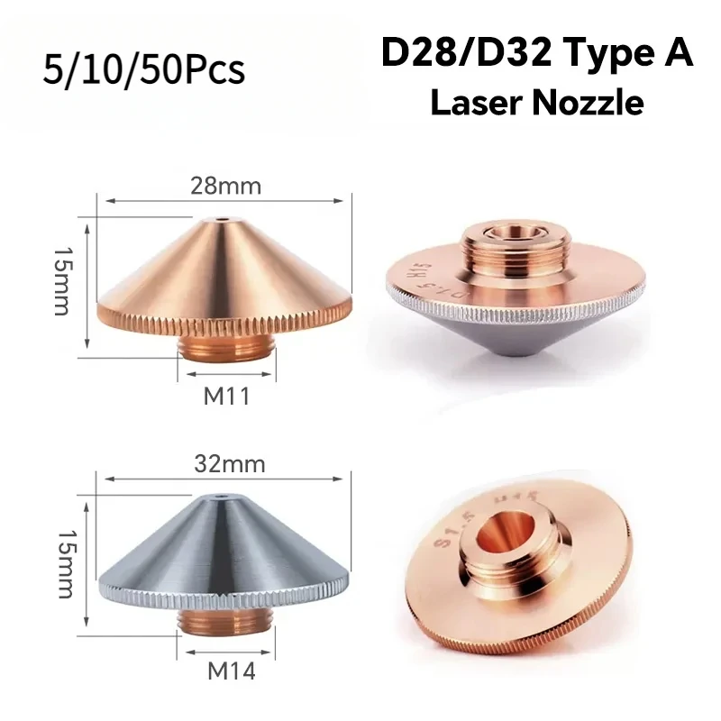ZTOOL 섬유 커팅 헤드 레이저 노즐 Raytools Bodor 레이저 헤드 용 단일 이중 크롬 도금 레이어 D28 구경 0.8-5.0mm