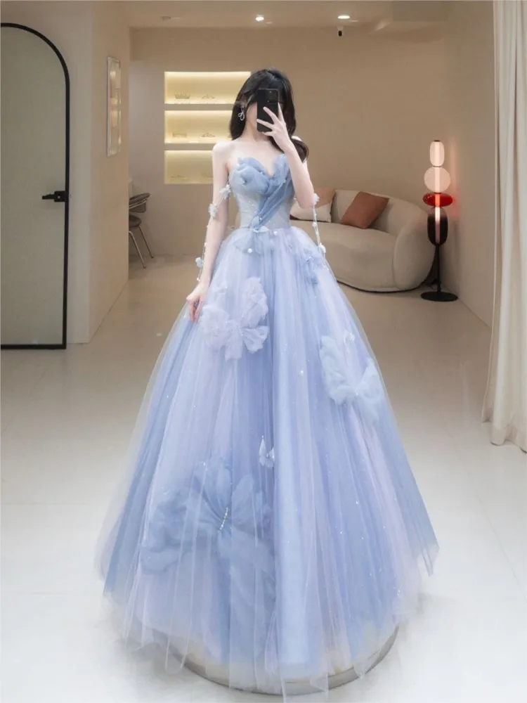Dreamy blue toasts exit gauze performance puffy skirt