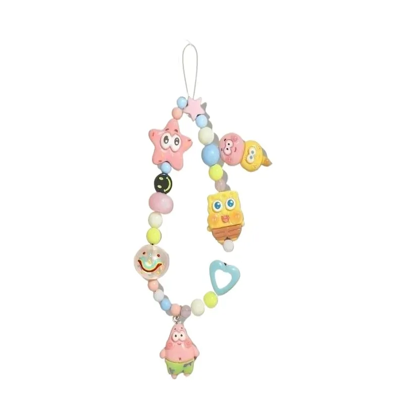 Cute SpongeBob SquarePants Hand Drawn Phone Lanyard Anti-lost Camera Strap Decorative Hanging Chain Portable Phone Ornament