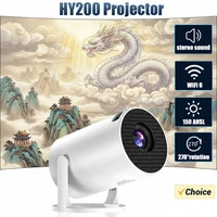 Proyector Portátil 1080P HY200 Nuevo, Proyector de Películas con Ángulo Ajustable de 270° para Teléfono, Laptop, TV Box, Altavoz, Entrada HDMI y USB