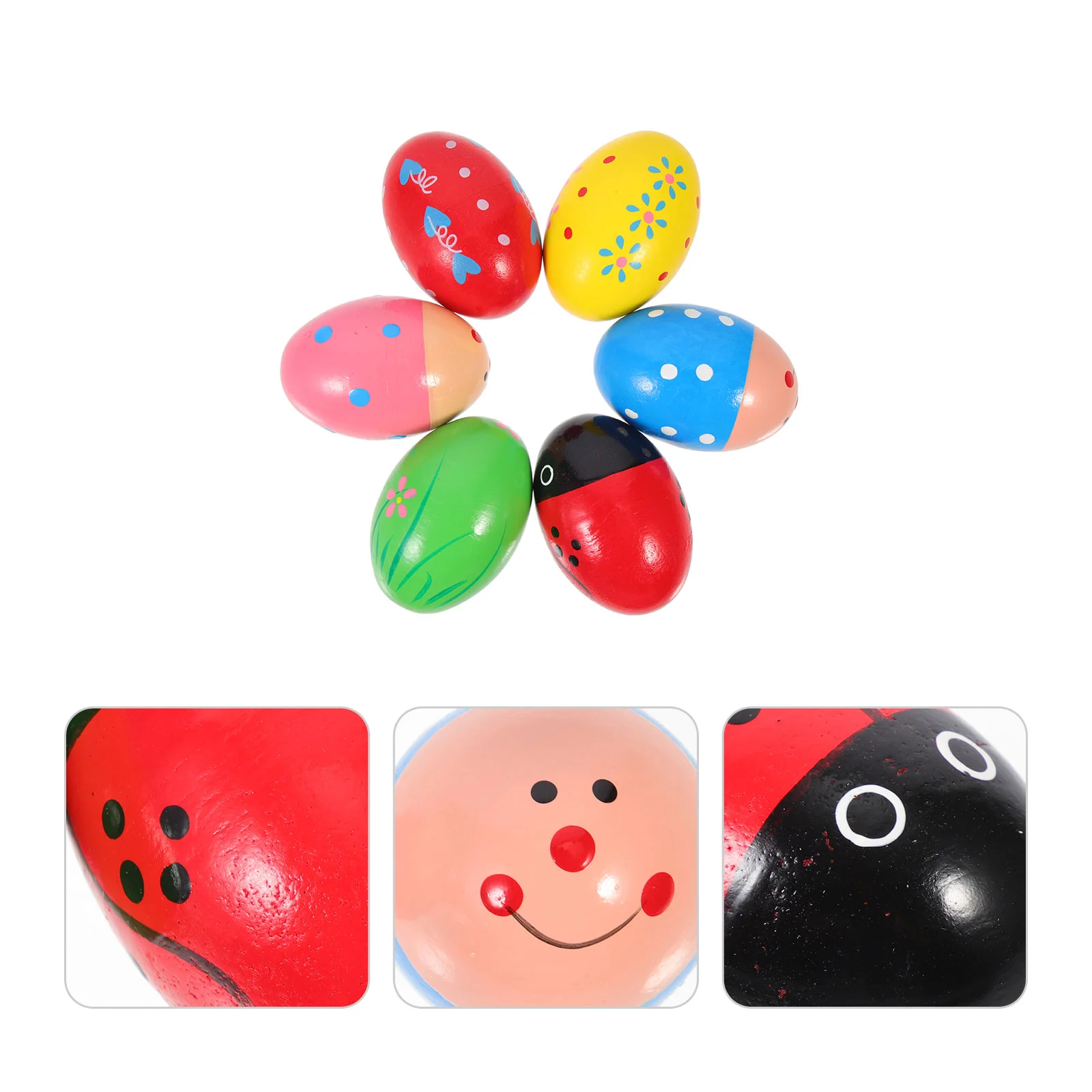 6 Pcs Sand Eggs Shaker Small Music Instrument Toys Child Musical Children Wooden Shakers for Kids Baby