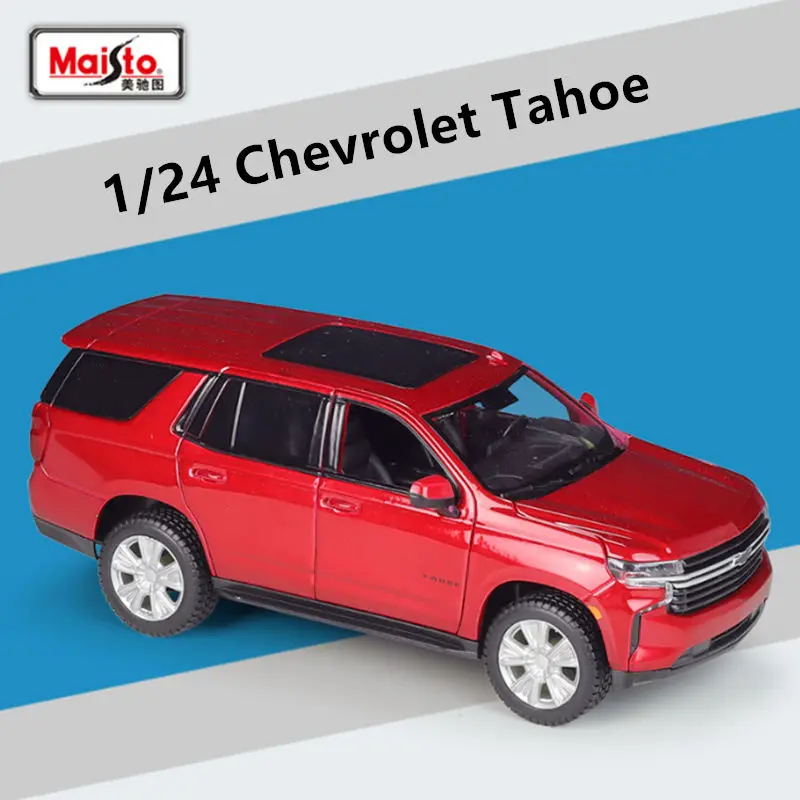 Maiisto-Chevrolet Tahoe Alloy Car Model, 1:24, Metal fundido, veículos off-road, simulação, brinquedo de meninos, presente de crianças, 2021