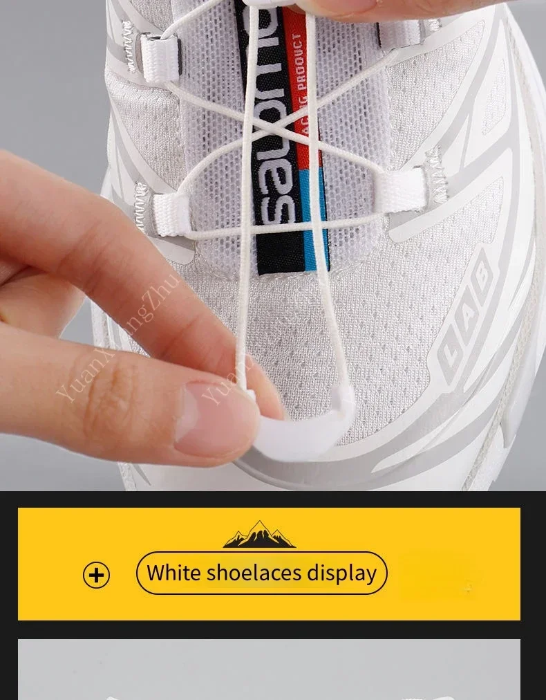Elastische, runde Schnürsenkel für Tennis- und Laufschuhe, ohne Schnürsenkel, in Schwarz und Weiß, für Erwachsene und Kinder, Schuhzubehör. – Detail 9