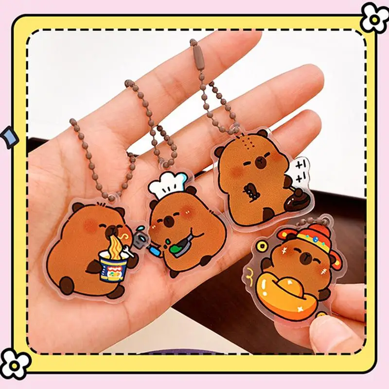 Cute Capybara Keychain Acrylic Cartoon Character Pendant INS Style Capybara Keyring Home Car Key Accessories Handbag decor