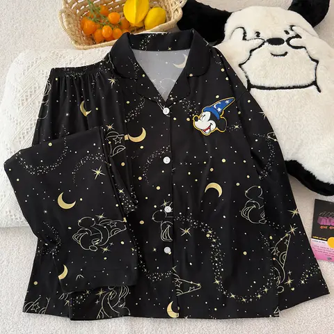 New Women's Cute Mickey Mouse Pajamas Set Long Sleeve Top and Pants Nightwear Home Clothes Sleepwear for Women Spring Autumn