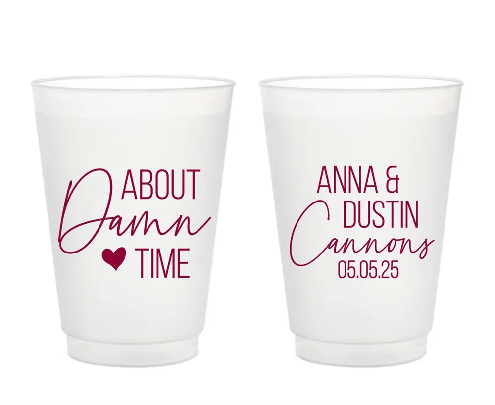 10PCS Custom Frosted Wedding Cups, 5oz, 8oz, 9oz, 10oz, 12oz, 14oz, 16oz, 20oz, 24oz / Personalized Cups, Party Cups, Party Deco