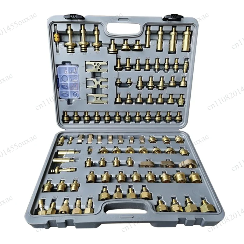 Universal Car Air Conditioning Repair Kit Full Copper Connectors AC Leak Detection and Pressure Testing Tool Set