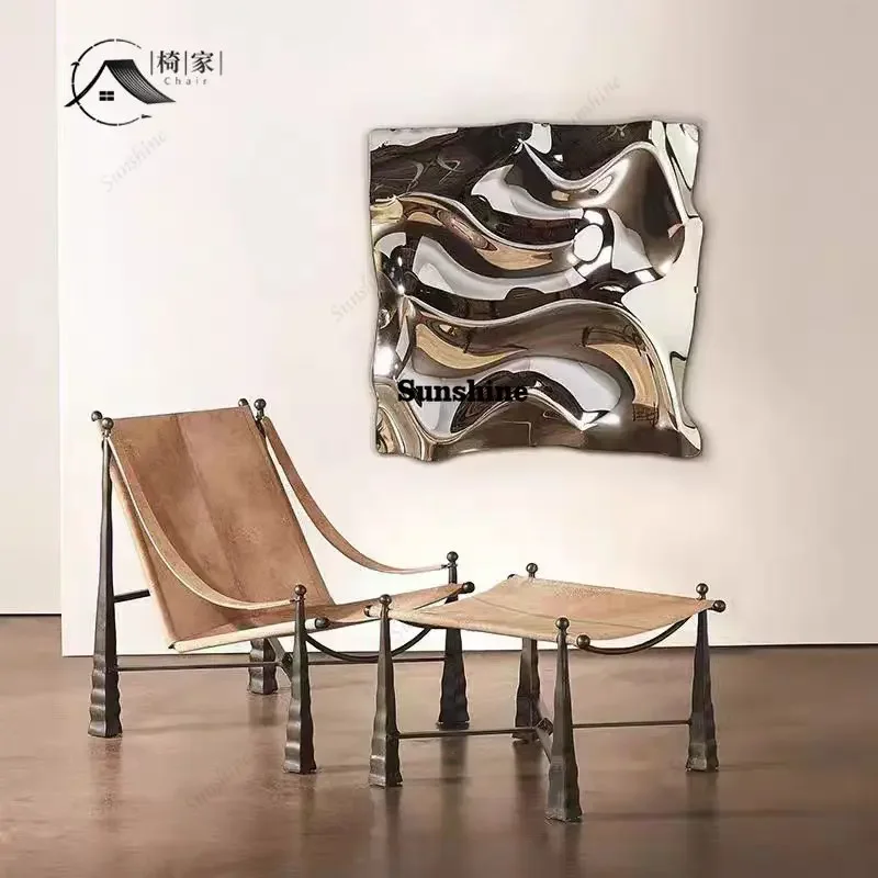 

Дизайн в средневековом стиле, металлические кожаные подлокотники нестандартной формы, одноместное кресло для гостиной, повседневное кресло-реклайнер.