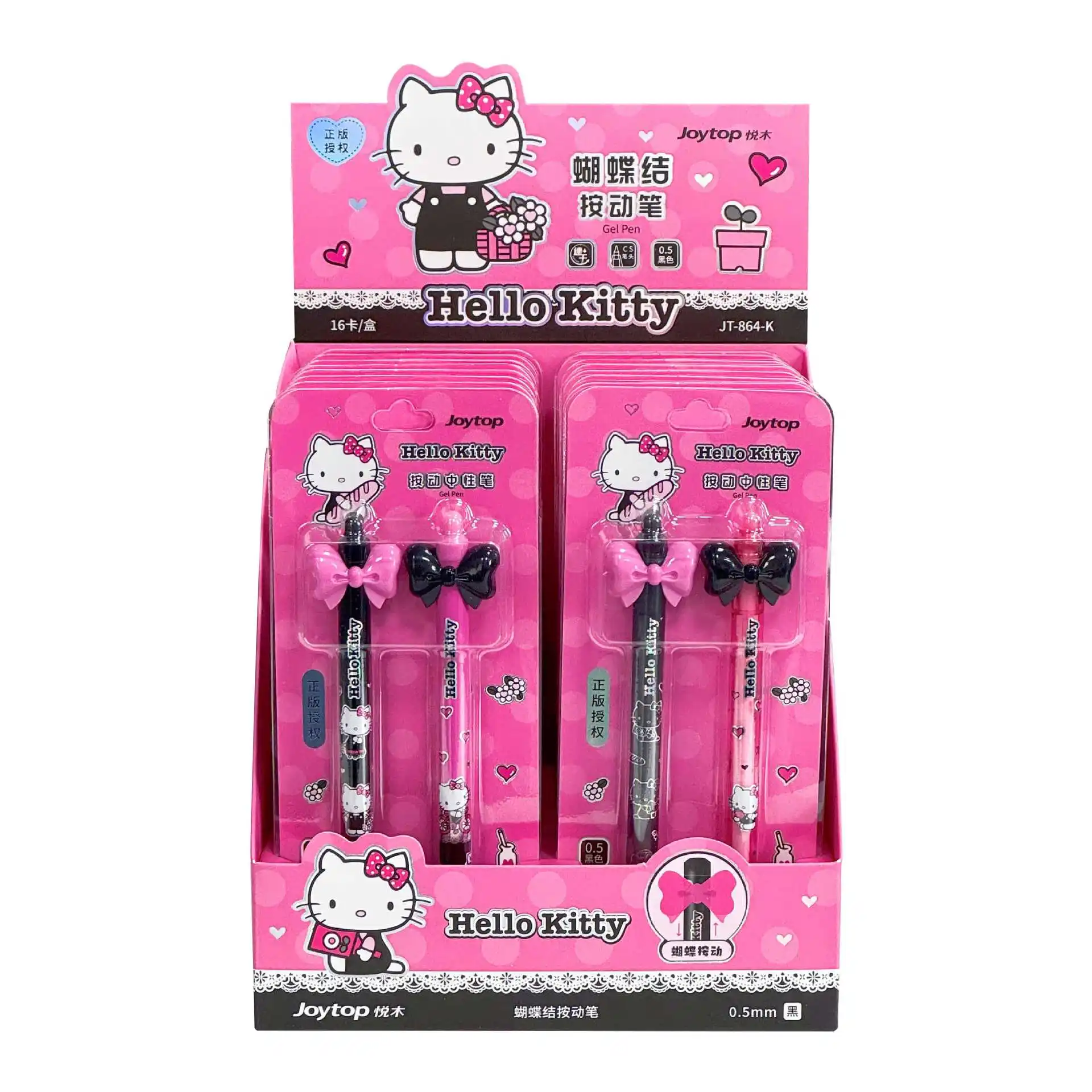 New Hello Kitty Push-Button Ballpoint Pens Cartoon 0.5Mm Black Gel Pen For Writing Drawing Student Stationery Gifts