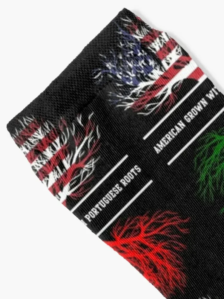 American Grown With Portuguese Roots Portugal Socks gifts warm winter anti-slip bright garter Male Socks Women's