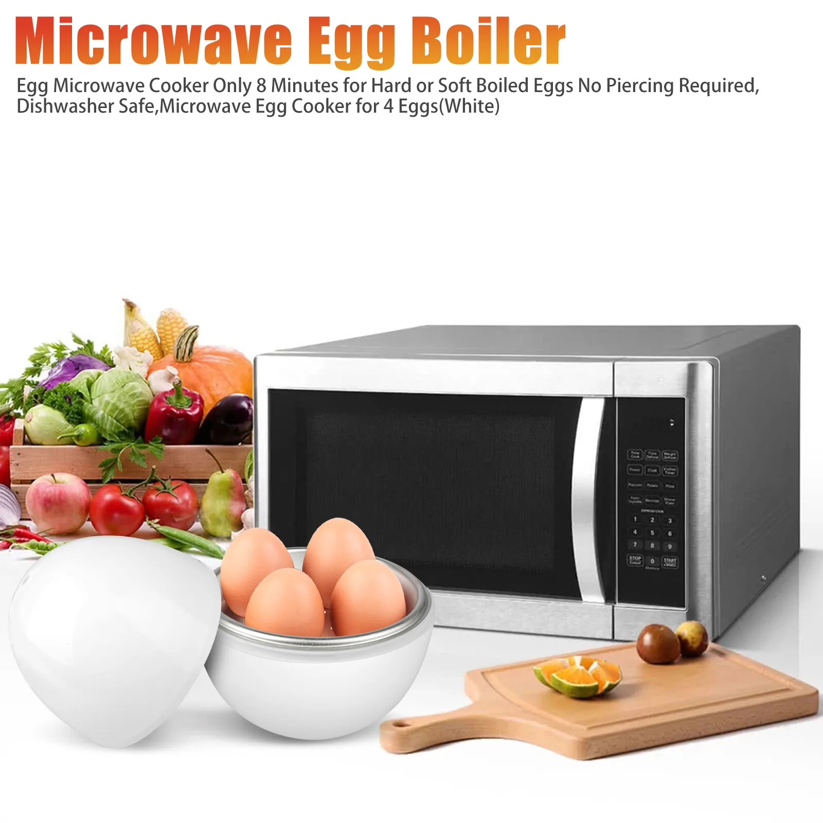 Microwave Egg Boiler Cooker 4 Eggs Pod Detaches Shell Steamer Kitchen Cook Tool