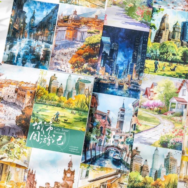Mr Paper 6 estilos 10 unids/bolsa serie City Weekend pegatinas de Material de gran tamaño, pegatinas de manual DIY