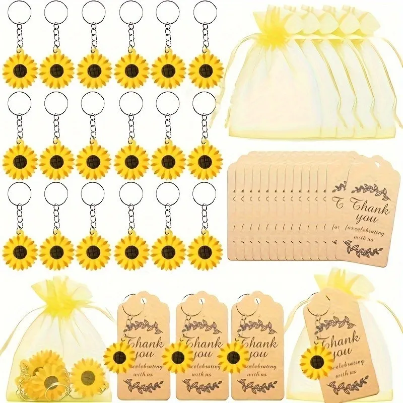 Llavero con temática de girasol de 30 piezas, colgante de joyería, Ideal para el Día de San Valentín, cumpleaños, DIY