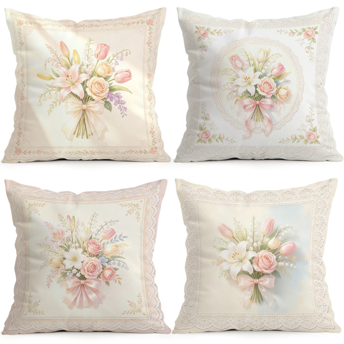 Countryside Bouquet Pillowcase Printed Polyester 40/45/50cm Throw Pillowcover Decorative Sofa Cushion Pillowslip Home Decor