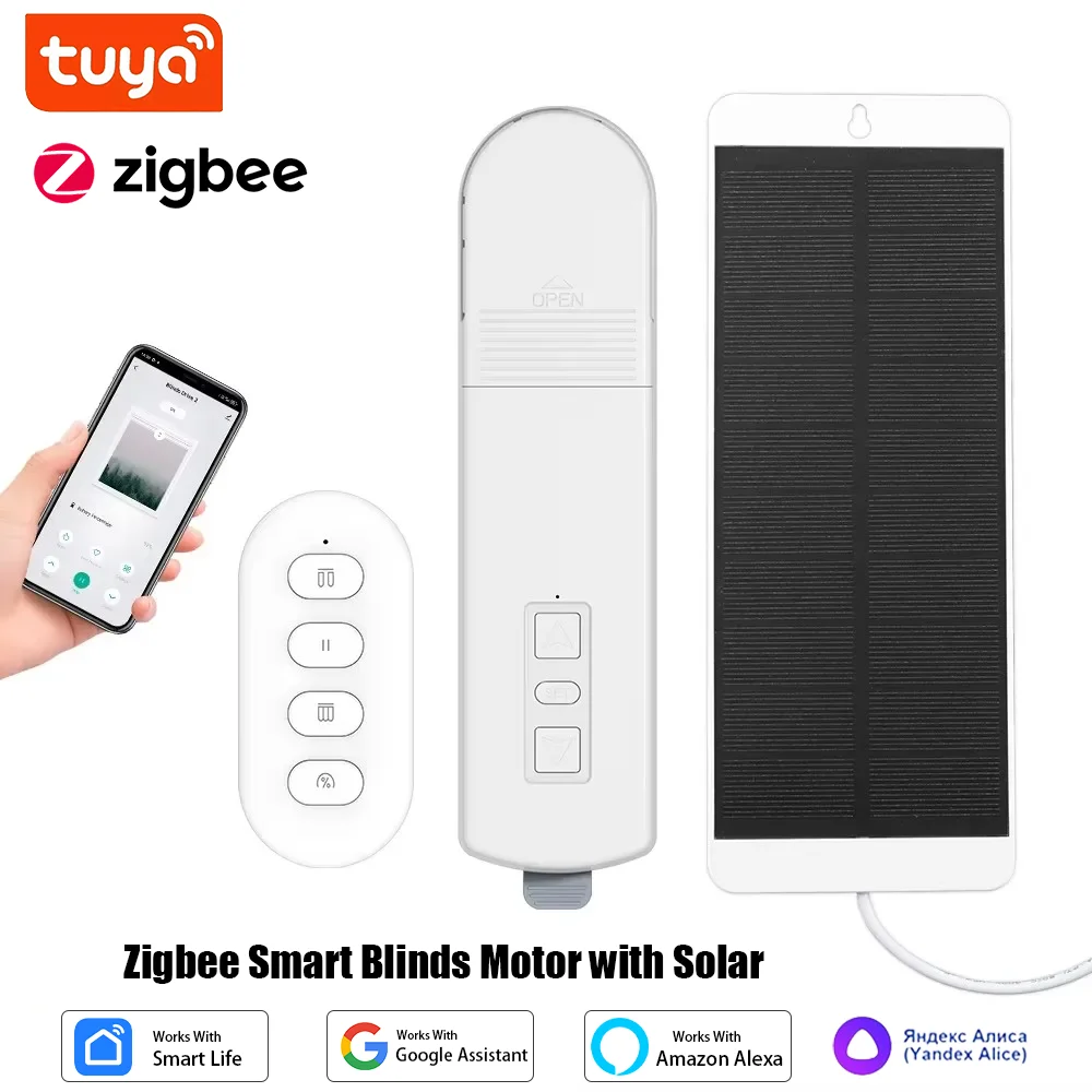 

ZigBee Smart DIY моторизованные рулонные шторы/концентраторы приводного двигателя Tuya Smart Life приложение Alexa Google Home голосовое управление с солнечной батареей