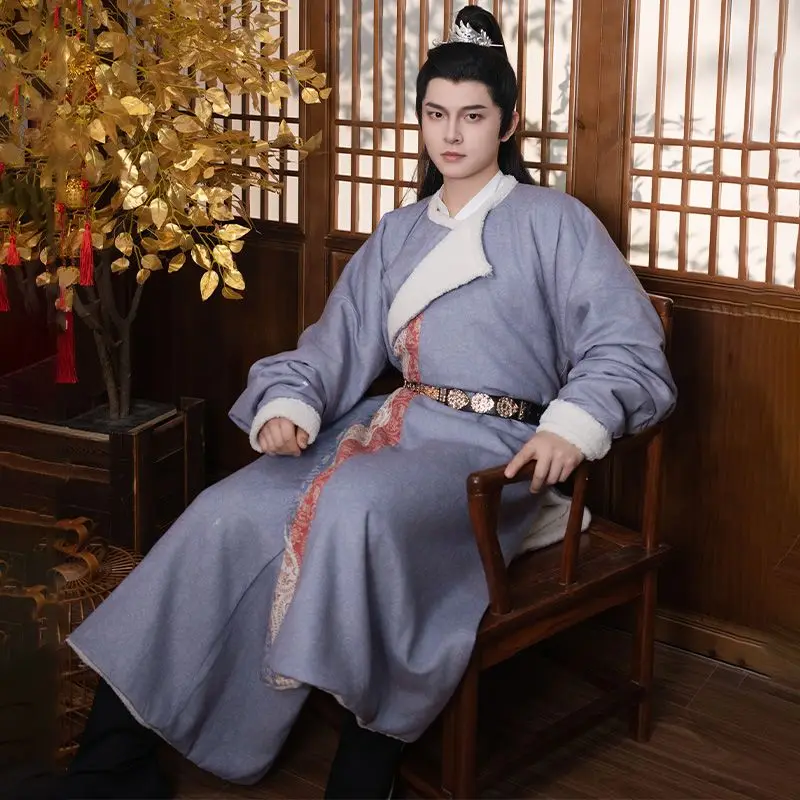 Hanfu Guan Shanyue Tang-Robe de veludo com gola redonda, robe de inverno, estilo antigo, original, cavaleiro diário