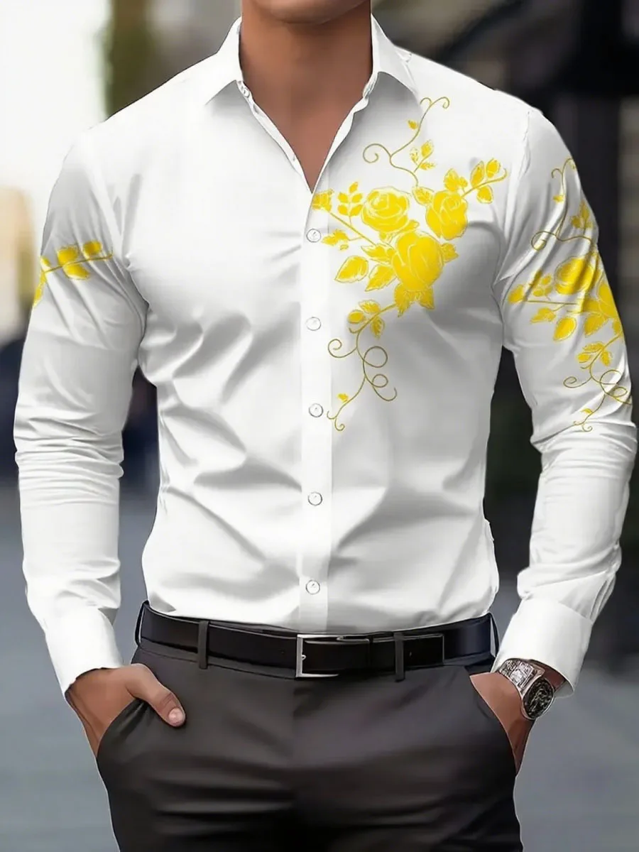 Men's Luxurious long-sleeved shirt, Casual And fashionable, 3D Digital print, high-quality men's clothing, Extra Large