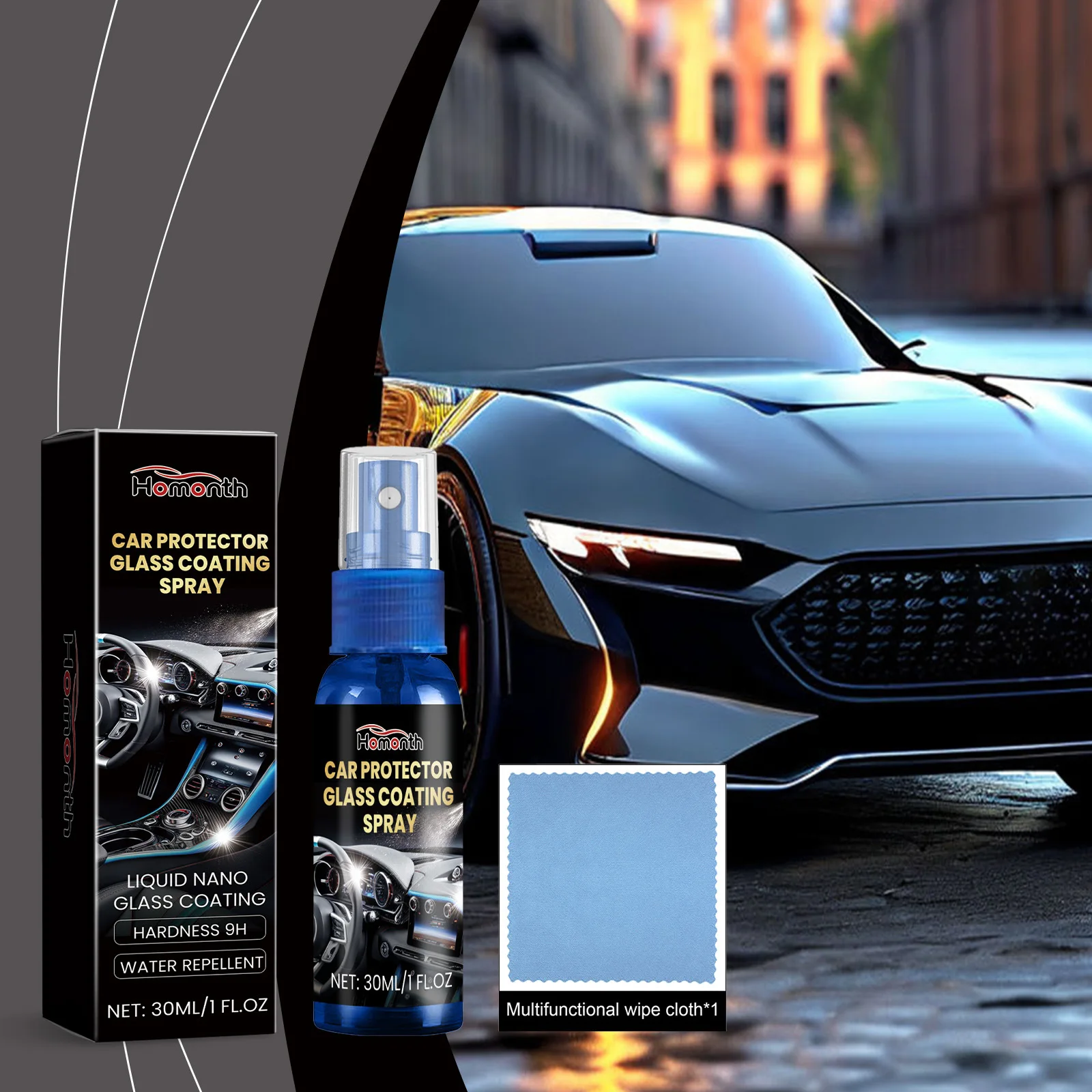 

30ml Car Interior Cleaner & Protector - Helps Remove Stains & Restore Shine, Safe for Leather & Plastic Surfaces