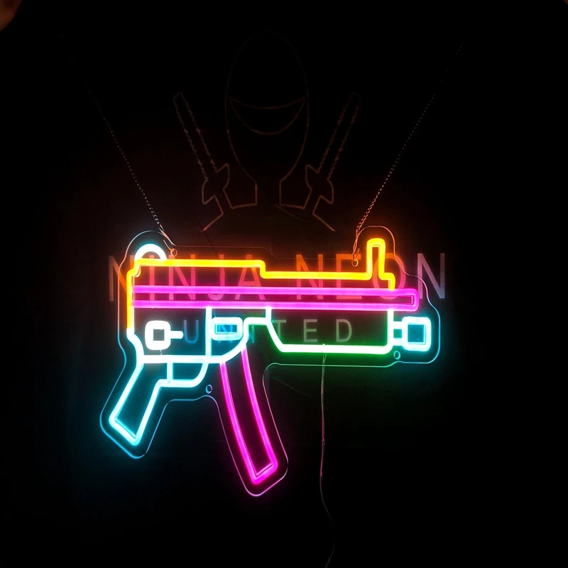 

Customized Gun Neon Signs Led Light for Bar Pub Club Home Wall Hanging Flex Neon Lights Wedding Home Party Decor