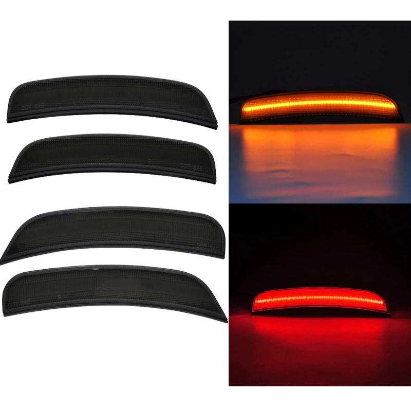 4Pcs F&R Amber Red Led Side Marker Lights For Chrysler 300 2015 2016 2017 2018 Front Rear Full Set Smoke Light for Chrysler 300