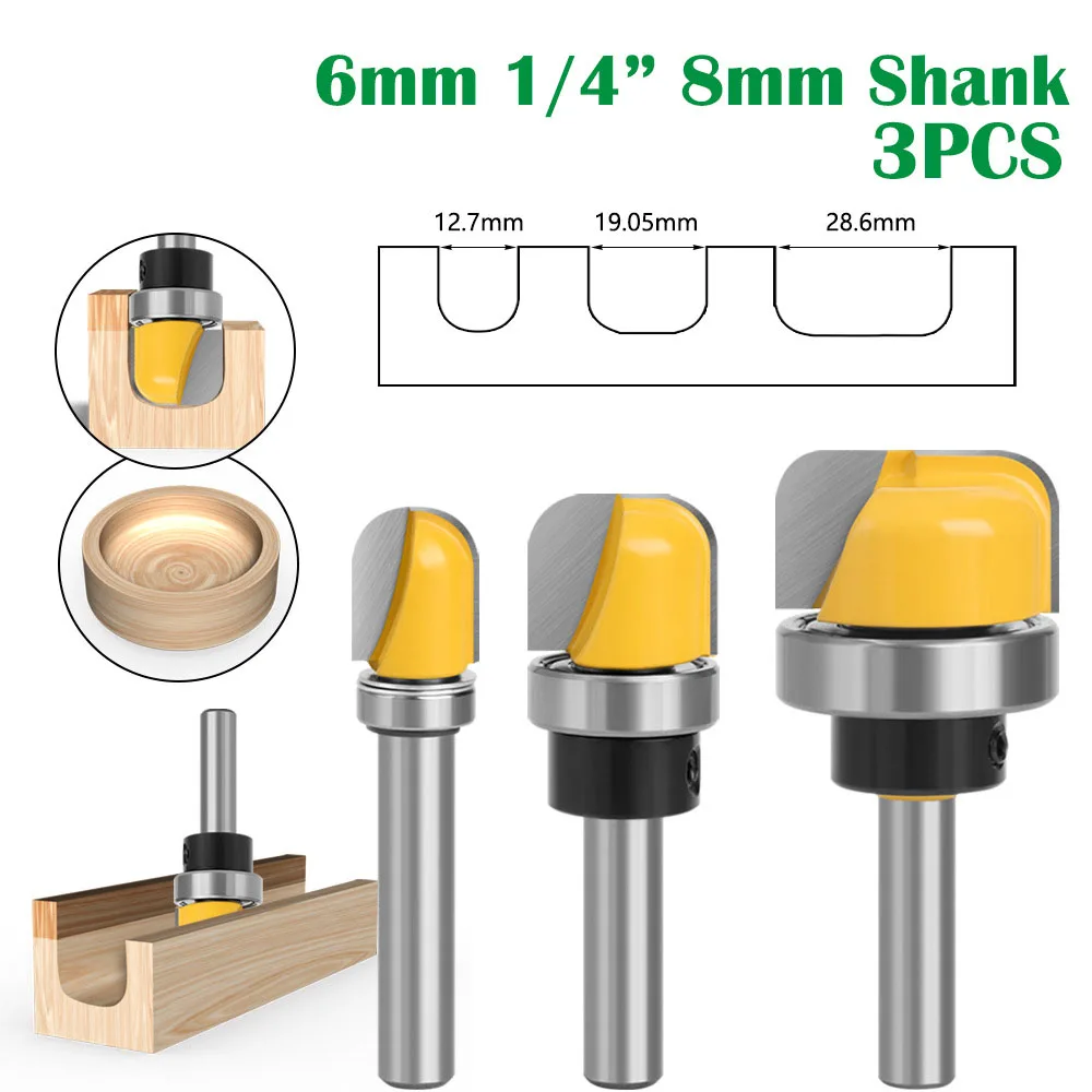 

1PC 1/4" 6.35MM 6MM Shank Milling Cutter Wood Carving Tool Bowl & Tray Template Milling Cutter Wood Cutters Woodworking Router