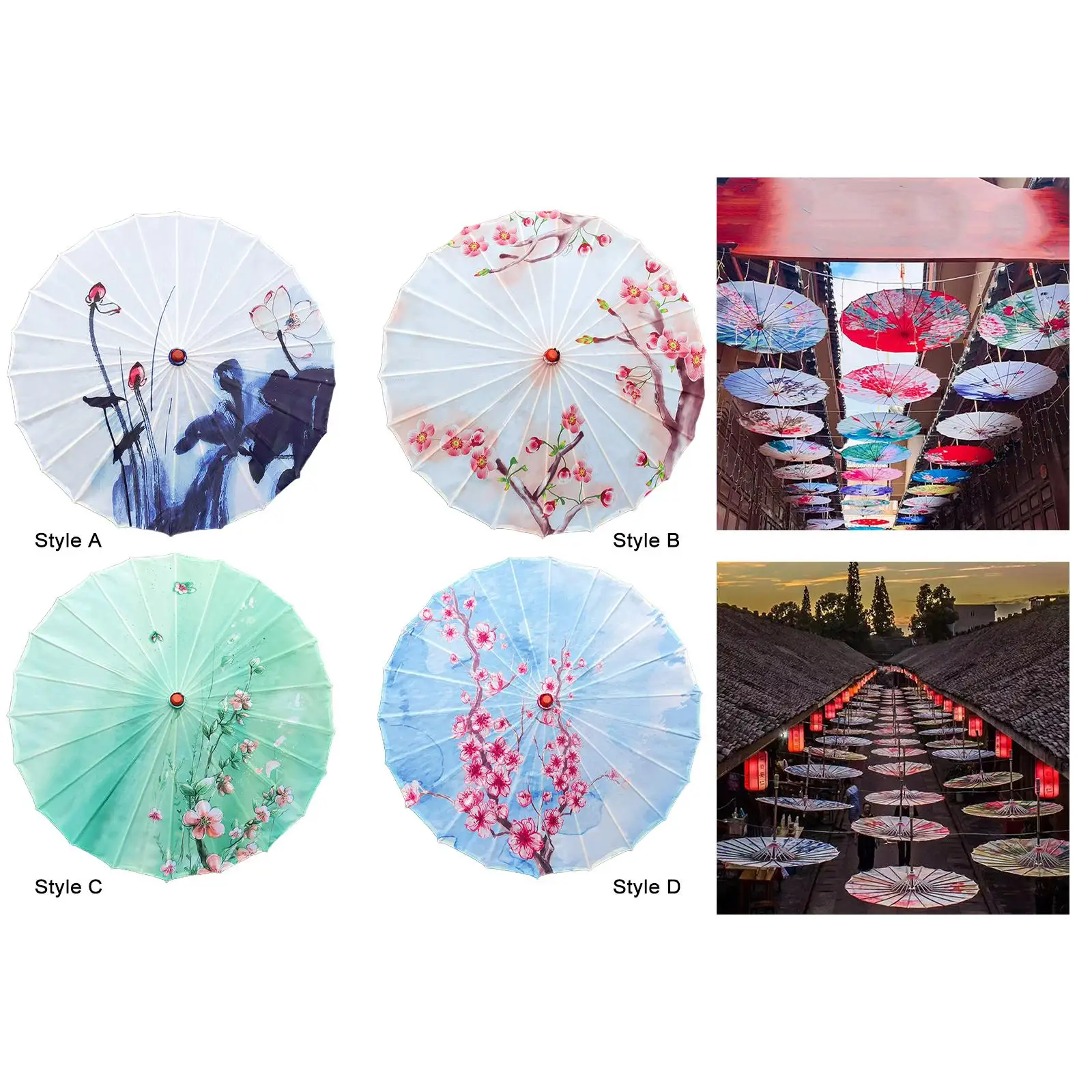 Ancient Dance Umbrella 32 inch Sunshade Rainproof Chinese Oiled Paper Umbrella for Costumes Decoration Events Wedding Party