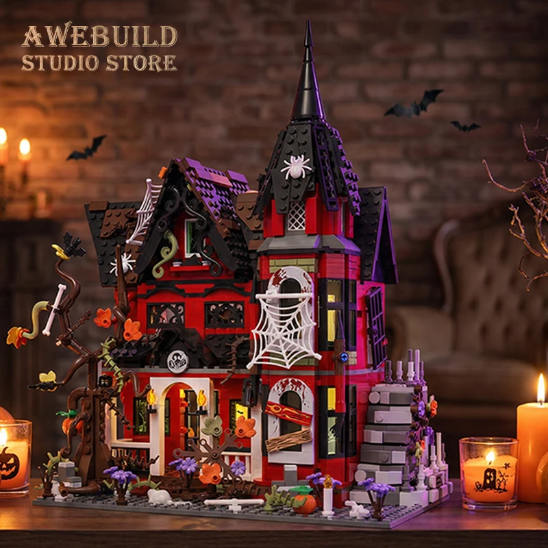 1249Pcs Haunted House Bricks 3D Model Horror Vampire Building MOC Set City Ghost Architecture Blocks Toys Adult Gifts Home Decor view 6
