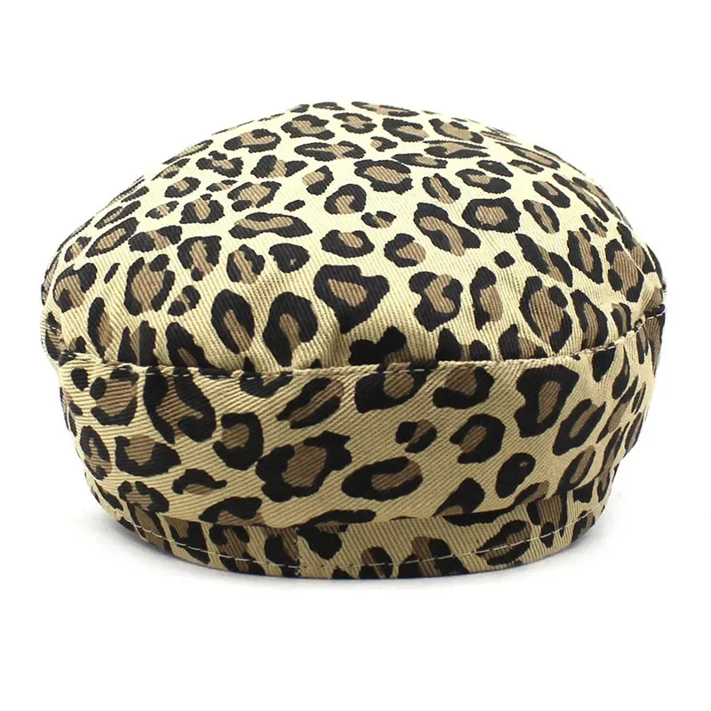 Boina con estampado de leopardo de algodón de primavera, gorra octogonal, sombrero de pintor para niña y mujer 27