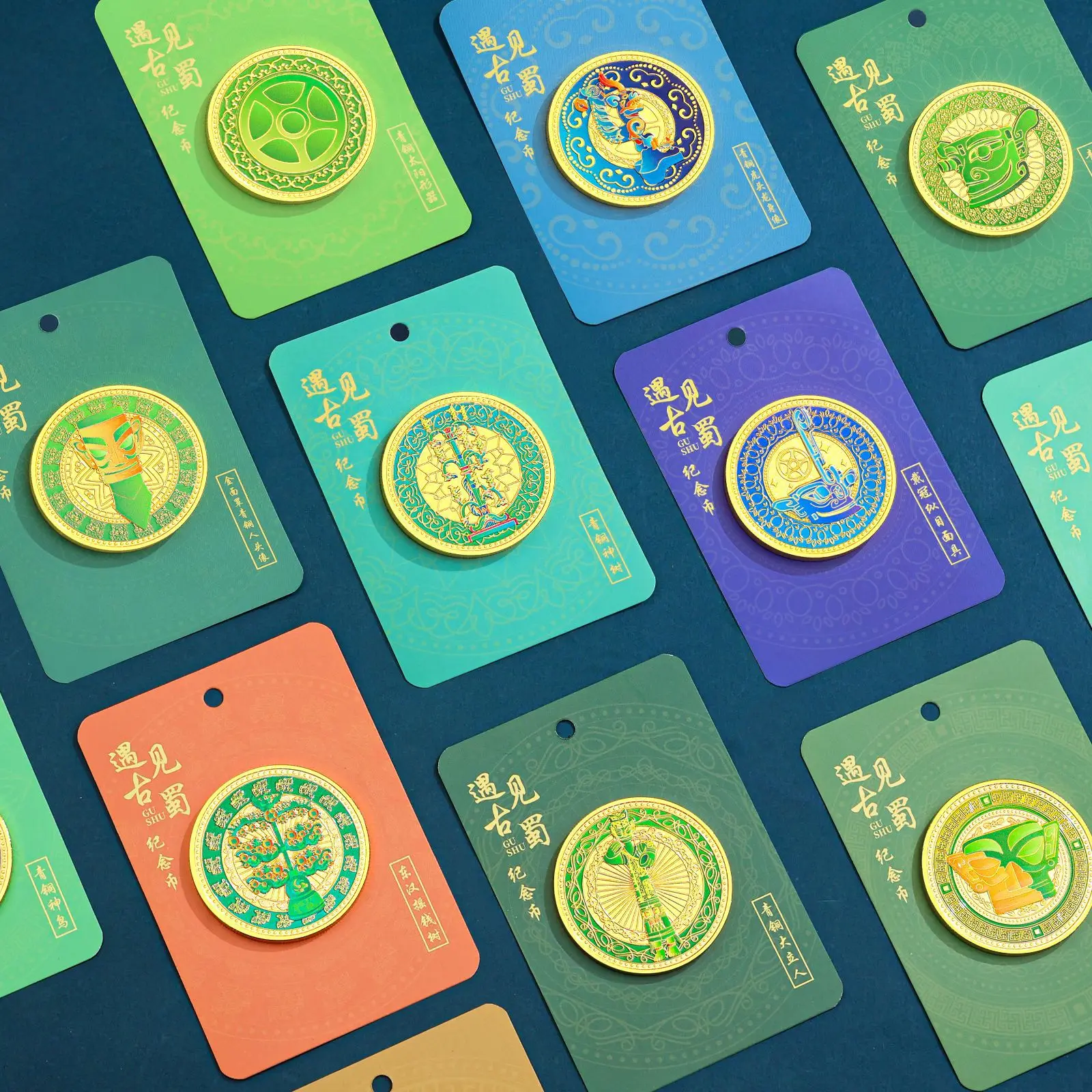 Sanxingdui herdenkingsmunten set met koelkaststickers museum souvenir twee-in-één cultureel reiscadeau voor geliefden